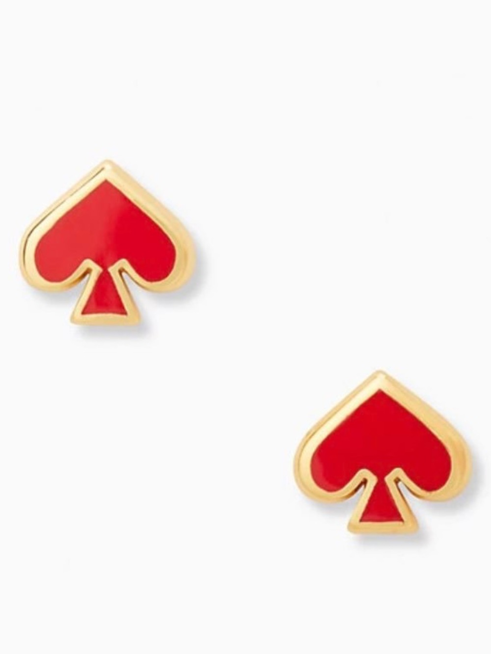Gold-Tone Red Spade Stud Earrings - Women Accessories